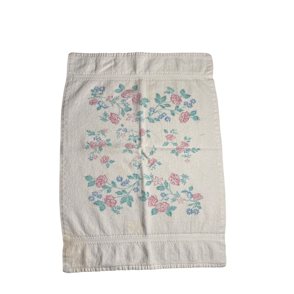 Vintage Caress Mervyns by Stevens Hand Towel Pink Roses Floral Cotton USA Made